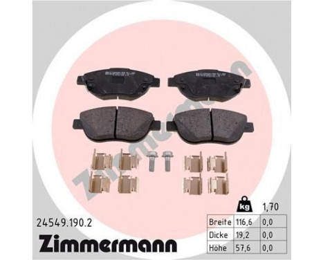 Brake Pad Set, disc brake 24549.190.2 Zimmermann, Image 2