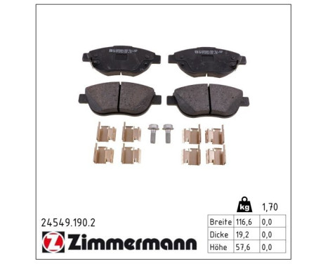 Brake Pad Set, disc brake 24549.190.2 Zimmermann, Image 2