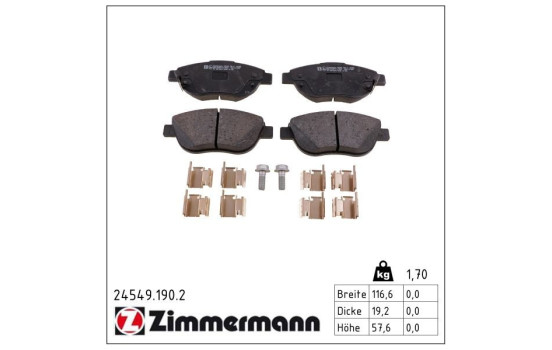 Brake Pad Set, disc brake 24549.190.2 Zimmermann, Image 2