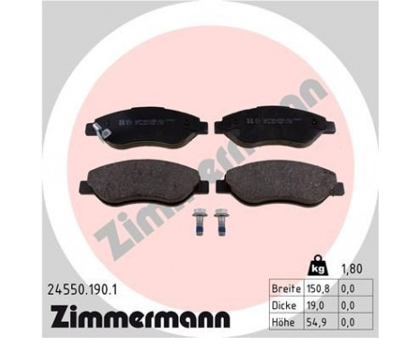 Brake Pad Set, disc brake 24550.190.1 Zimmermann, Image 2