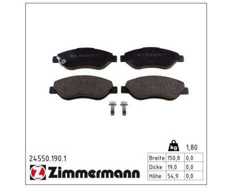 Brake Pad Set, disc brake 24550.190.1 Zimmermann, Image 2