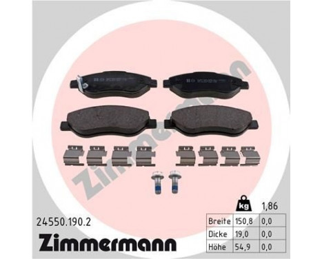 Brake Pad Set, disc brake 24550.190.2 Zimmermann, Image 2