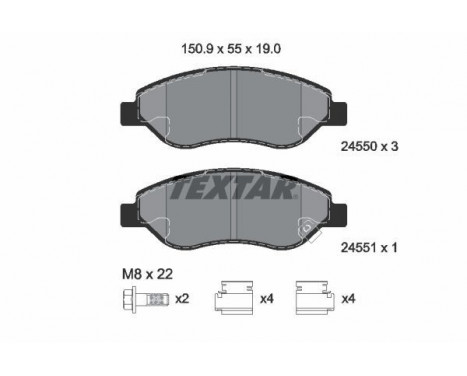 Brake Pad Set, disc brake 2455001 Textar, Image 2