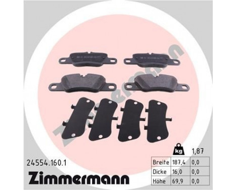 Brake Pad Set, disc brake 24554.160.1 Zimmermann, Image 2