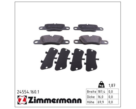 Brake Pad Set, disc brake 24554.160.1 Zimmermann, Image 2