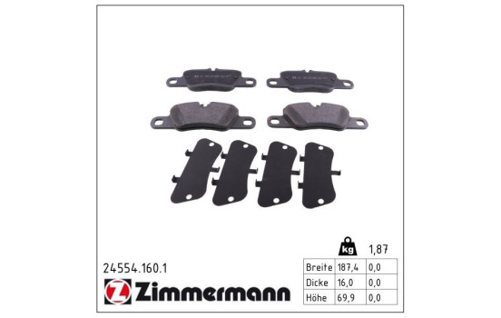 Brake Pad Set, disc brake 24554.160.1 Zimmermann, Image 2