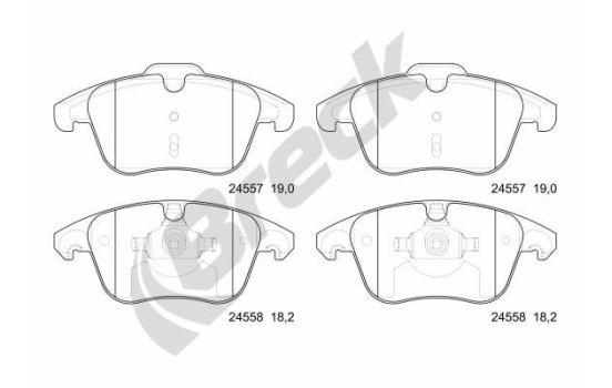 Brake pad set, disc brake 24557 00 701 00 Breck