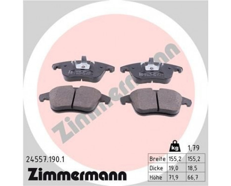 Brake Pad Set, disc brake 24557.190.1 Zimmermann, Image 2