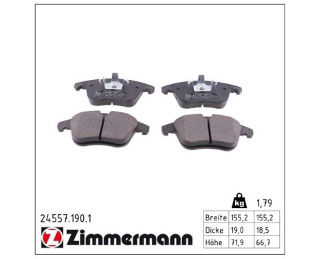 Brake Pad Set, disc brake 24557.190.1 Zimmermann, Image 2