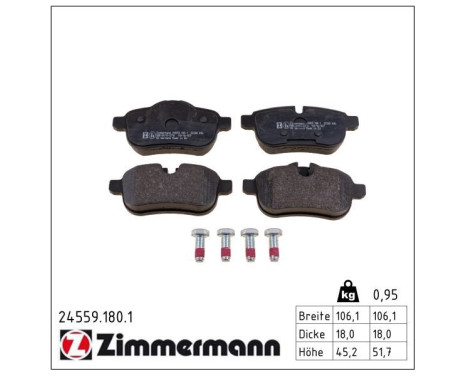 Brake Pad Set, disc brake 24559.180.1 Zimmermann, Image 2