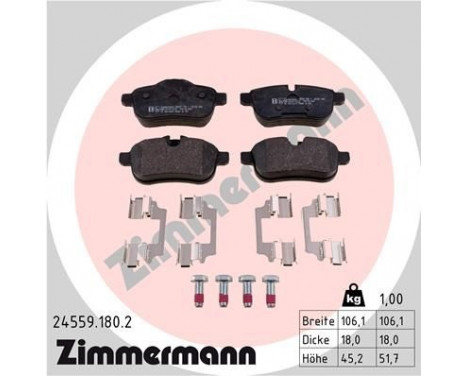 Brake Pad Set, disc brake 24559.180.2 Zimmermann, Image 2