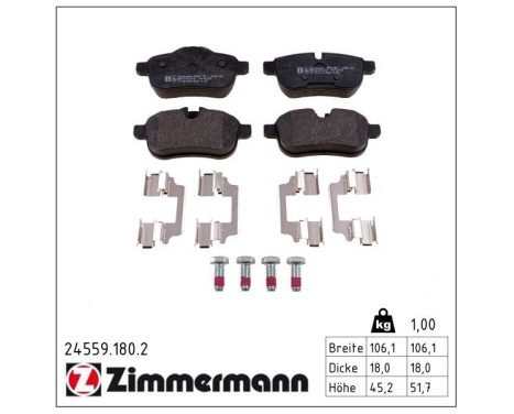 Brake Pad Set, disc brake 24559.180.2 Zimmermann, Image 2