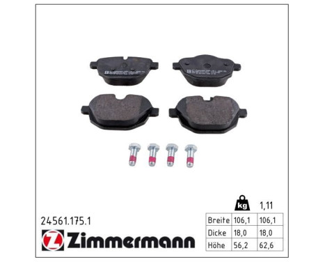 Brake Pad Set, disc brake 24561.175.1 Zimmermann, Image 2