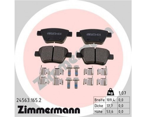 Brake Pad Set, disc brake 24563.165.2 Zimmermann, Image 2