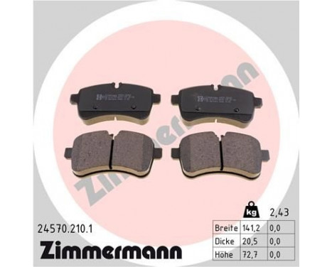 Brake Pad Set, disc brake 24570.210.1 Zimmermann, Image 2