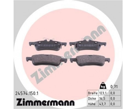 Brake Pad Set, disc brake 24574.150.1 Zimmermann, Image 2