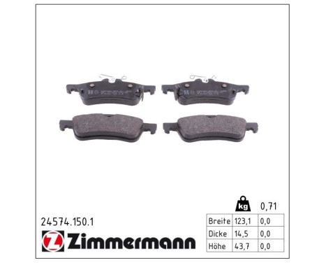 Brake Pad Set, disc brake 24574.150.1 Zimmermann, Image 2