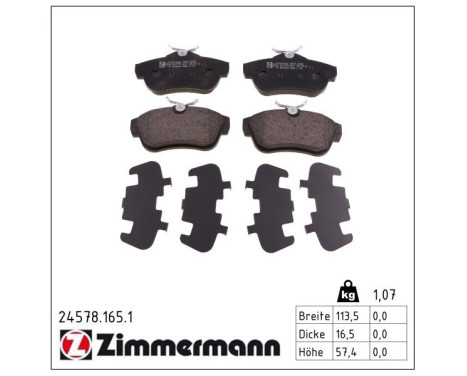 Brake Pad Set, disc brake 24578.165.1 Zimmermann, Image 2