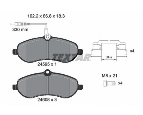 Brake Pad Set, disc brake 2459501 Textar, Image 2