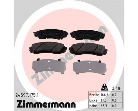 Brake Pad Set, disc brake 24597.175.1 Zimmermann, Image 2