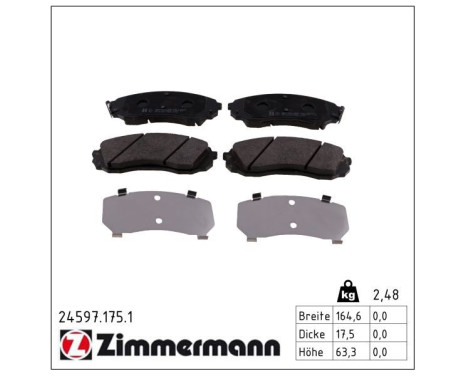 Brake Pad Set, disc brake 24597.175.1 Zimmermann, Image 2
