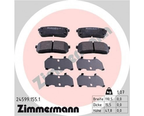 Brake Pad Set, disc brake 24599.155.1 Zimmermann, Image 2