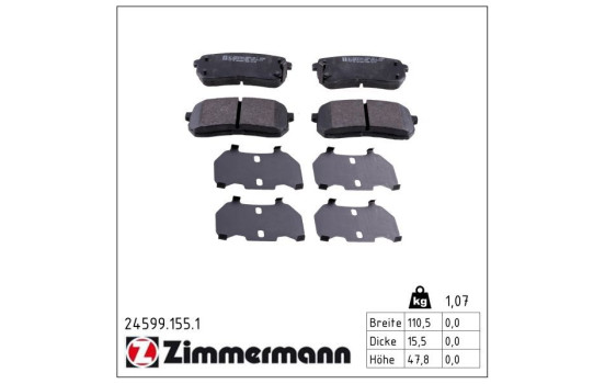 Brake Pad Set, disc brake 24599.155.1 Zimmermann, Image 2