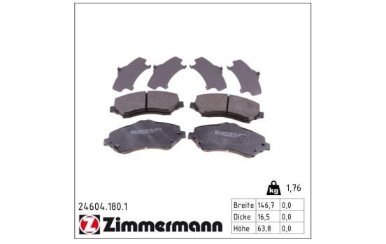Brake Pad Set, disc brake 24604.180.1 Zimmermann, Image 2