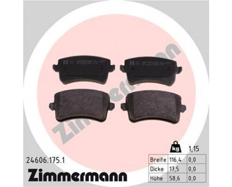 Brake Pad Set, disc brake 24606.175.1 Zimmermann, Image 2