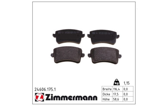 Brake Pad Set, disc brake 24606.175.1 Zimmermann, Image 2