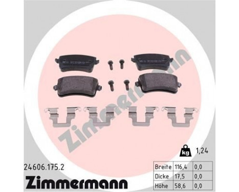 Brake Pad Set, disc brake 24606.175.2 Zimmermann, Image 2