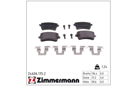 Brake Pad Set, disc brake 24606.175.2 Zimmermann, Image 2