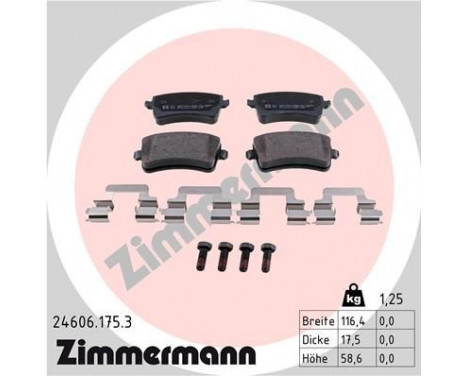 Brake Pad Set, disc brake 24606.175.3 Zimmermann, Image 2