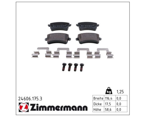 Brake Pad Set, disc brake 24606.175.3 Zimmermann, Image 2