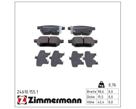 Brake Pad Set, disc brake 24610.155.1 Zimmermann, Image 2