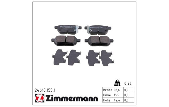 Brake Pad Set, disc brake 24610.155.1 Zimmermann, Image 2
