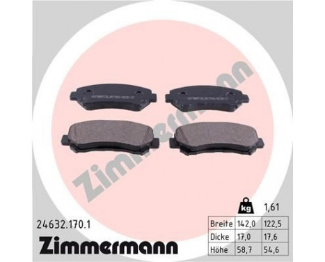 Brake Pad Set, disc brake 24632.170.1 Zimmermann, Image 2