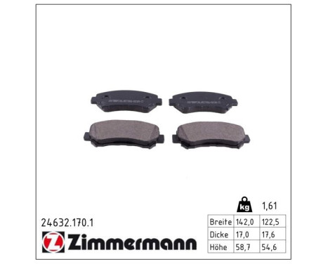 Brake Pad Set, disc brake 24632.170.1 Zimmermann, Image 2