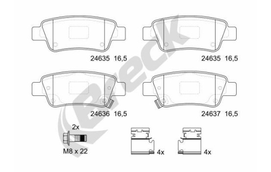 Brake pad set, disc brake 24635 00 704 00 Breck