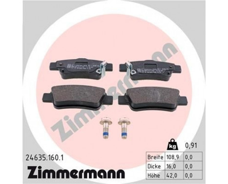 Brake Pad Set, disc brake 24635.160.1 Zimmermann, Image 2