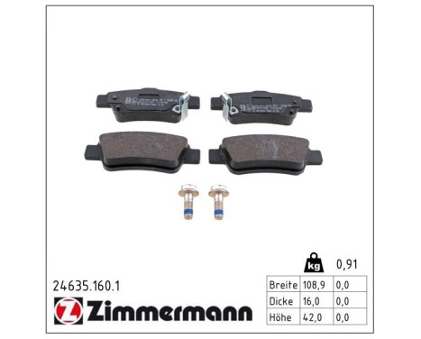 Brake Pad Set, disc brake 24635.160.1 Zimmermann, Image 2