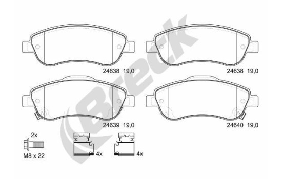 Brake pad set, disc brake 24638 00 701 00 Breck