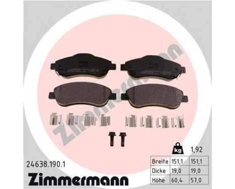 Brake Pad Set, disc brake 24638.190.1 Zimmermann, Image 2