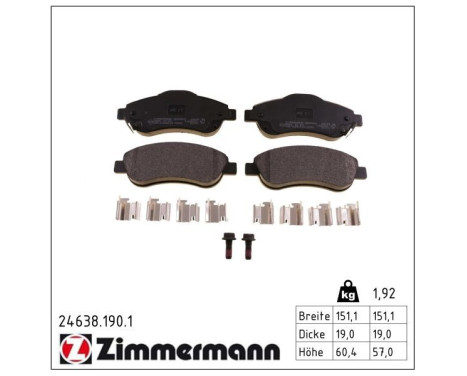 Brake Pad Set, disc brake 24638.190.1 Zimmermann, Image 2