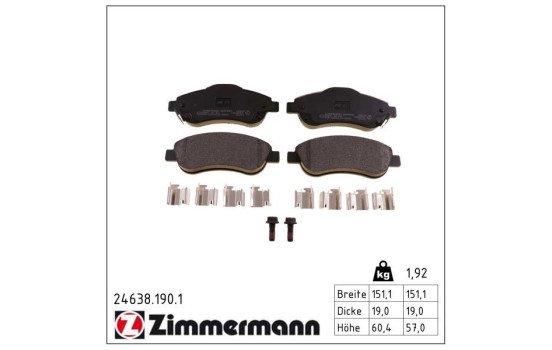 Brake Pad Set, disc brake 24638.190.1 Zimmermann, Image 2