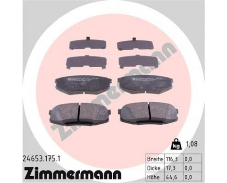 Brake Pad Set, disc brake 24653.175.1 Zimmermann, Image 2