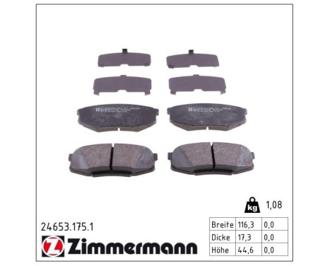 Brake Pad Set, disc brake 24653.175.1 Zimmermann, Image 2