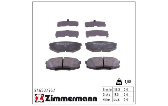 Brake Pad Set, disc brake 24653.175.1 Zimmermann, Image 2