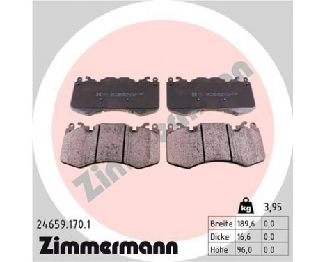 Brake Pad Set, disc brake 24659.170.1 Zimmermann, Image 2