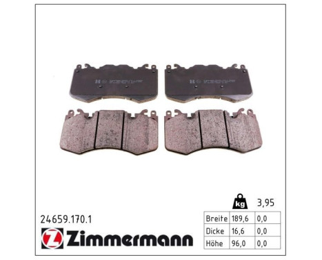 Brake Pad Set, disc brake 24659.170.1 Zimmermann, Image 2